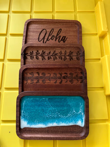 Solid wood rectangle catch all tray