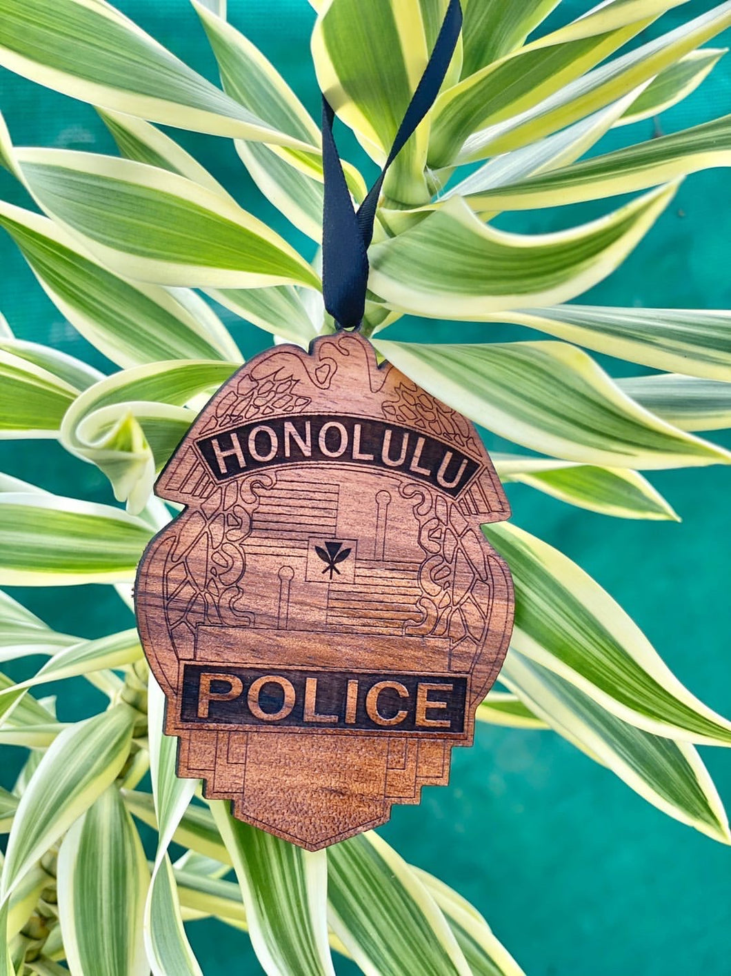 Hawaiian Koa Wood HPD badge ornament