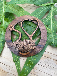 Hawaiian Koa Stethoscope Ornament